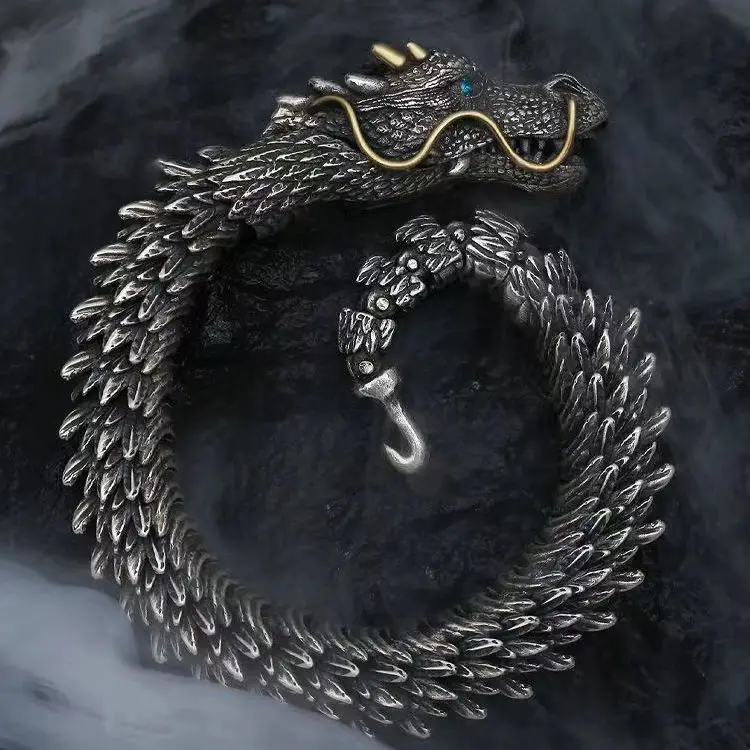 Handmade Personalized Vintage Dragon Copper Alloy Smart Loong Bracelet Men's Collectible Jewelry Aggressive Gifts Giving Trend