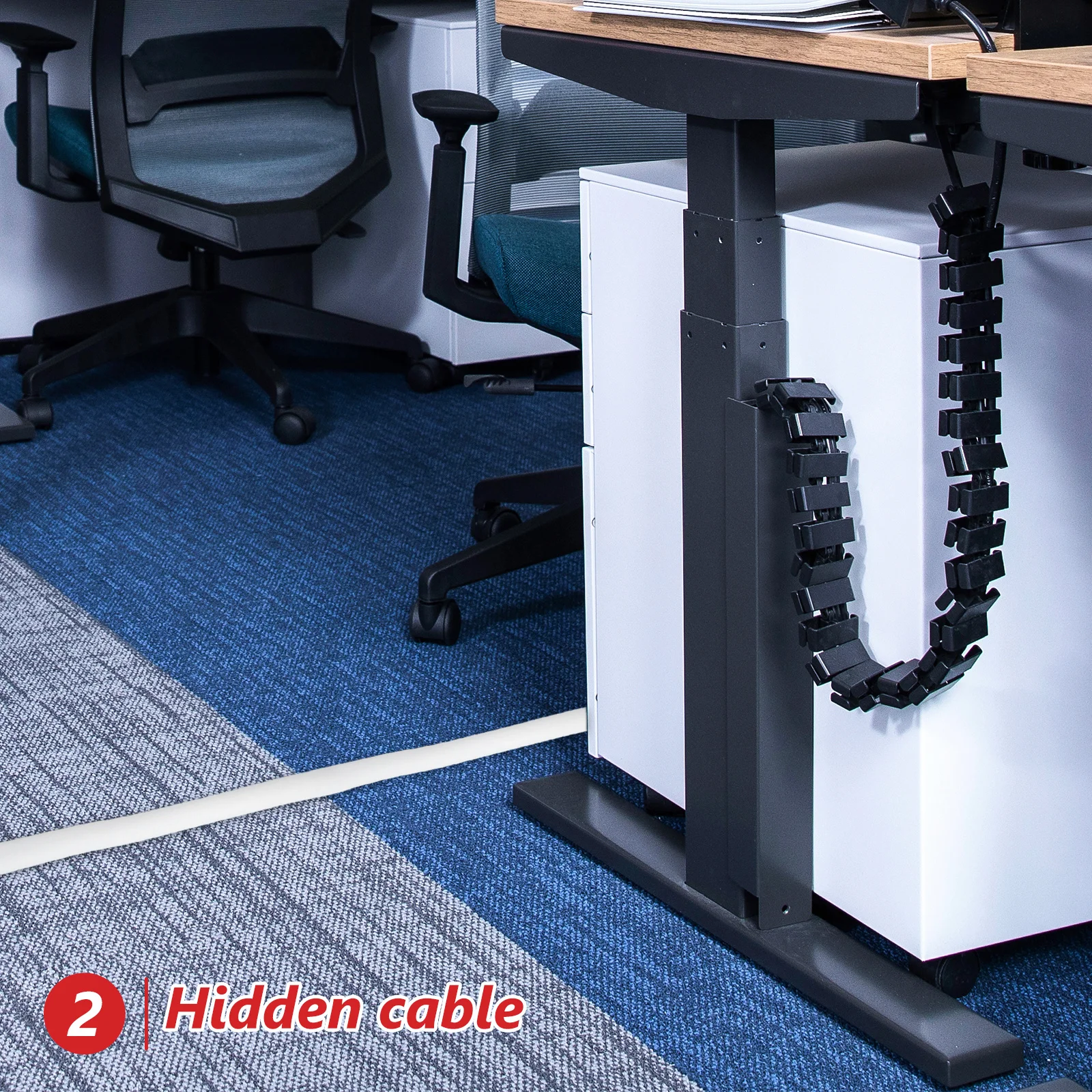 

1 Roll 2 Meter Self-Adhesive Cable Management Cover Pvc Cord Protector For Floor Wall Pipe Home Office School Gym Extension Cord