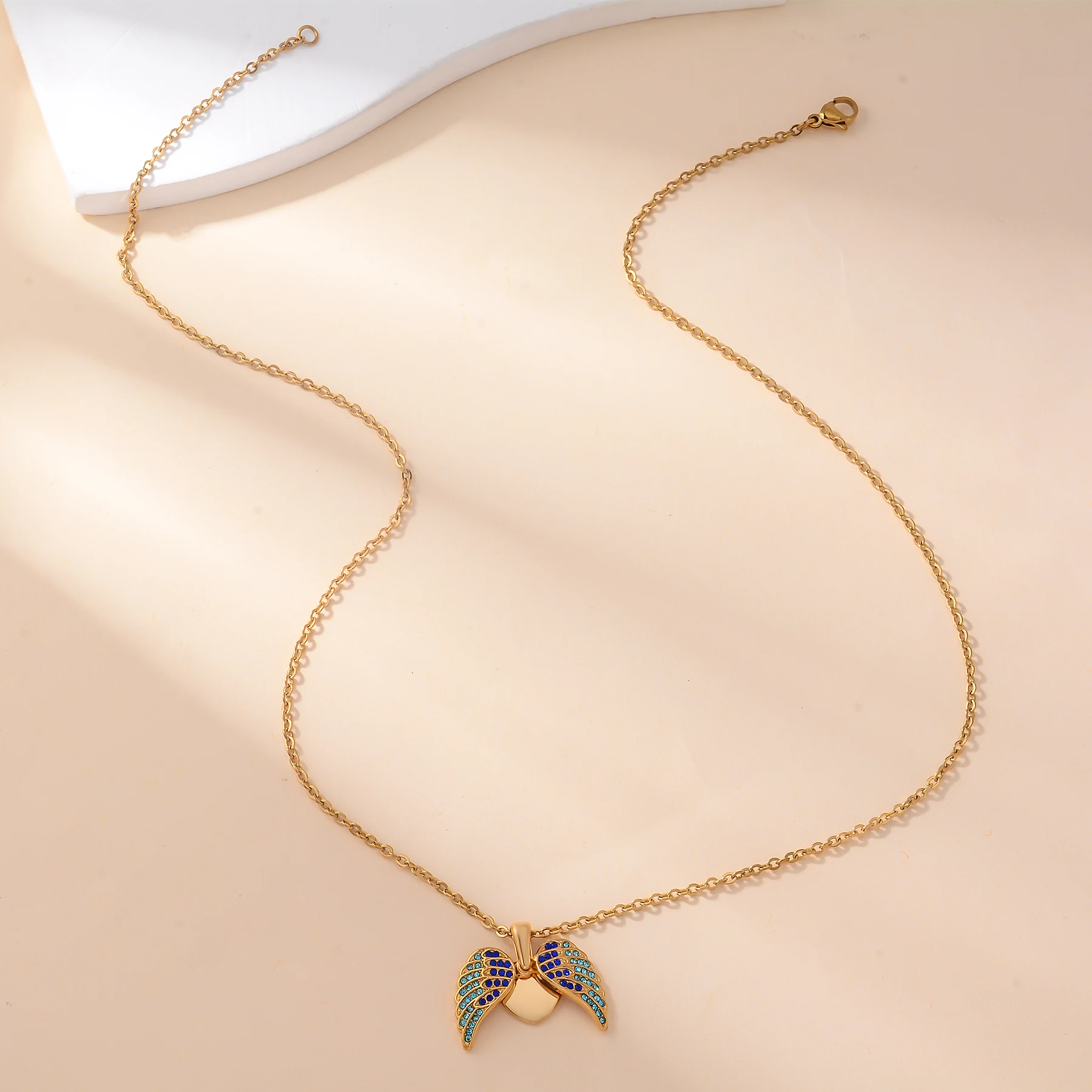 10 قطعة أجنحة الملاك على شكل قلب مع دلايات الزركون قلادة DIY بها بنفسك صنع قلادة المفاتيح اكسسوارات بالجملة