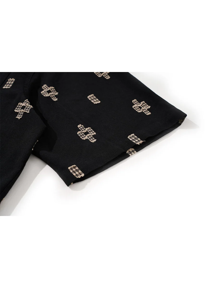 Original Ethnic Style Printed Lapel Shirt Men's Summer New Short-Sleeved Loose Casual Versatile Japanese Retro Tops