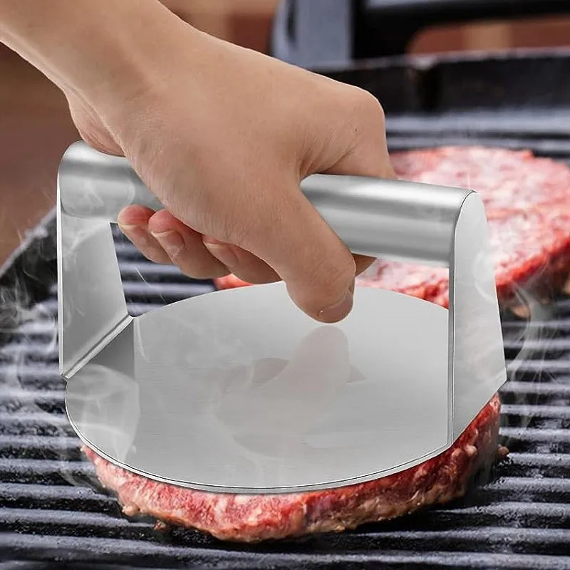 Burger Press Stainless Steel Smash Hamburger Presses Meat Mold For Deli Meats Kitchen Accessories Patties Meat Masher Circular