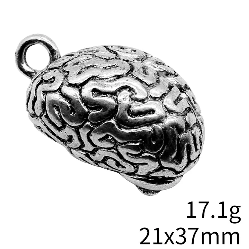 2 dijes de piezas de cerebro humano, 20x35mm, colgantes de Color plata tibetana, fabricación de joyas antiguas, artesanía hecha a mano DIY