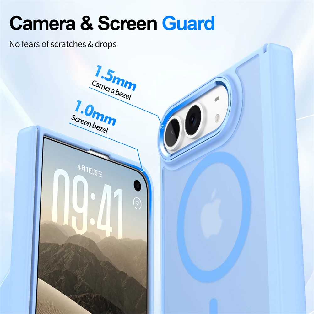 Luxury Matte Magnetic Charge Phone Case For iPhone Duo For Magsafe Skin Feel Translucent Shockproof Fold Cover Funda