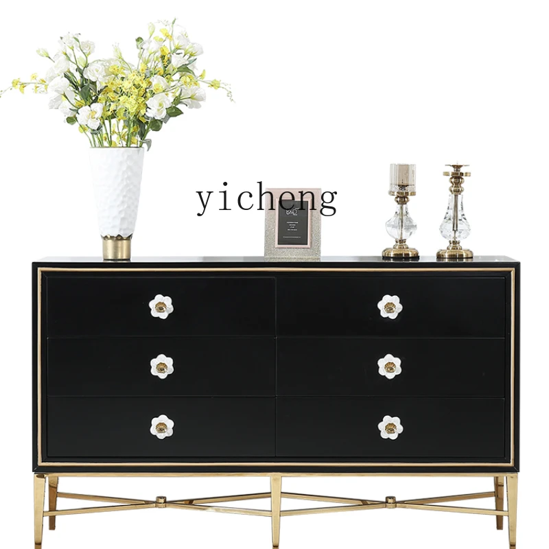 

ZK Light Luxury Camellia Lobby Entrance Cabinet Living Room Storage Curio Cabinet TV Bench for Bedroom