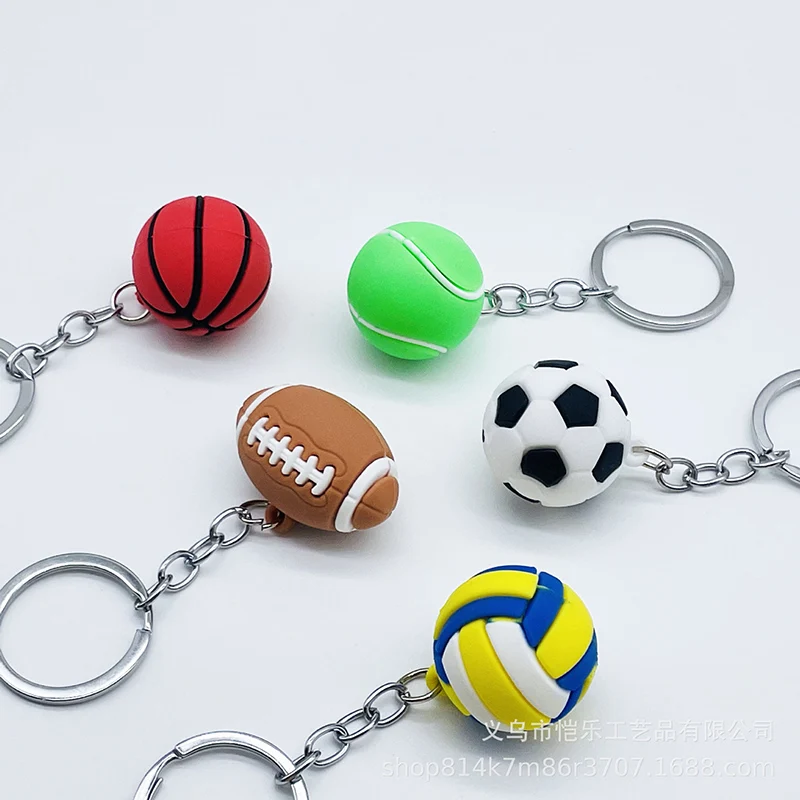 1 pc Silicone Football Basketball Key Chain Creative Volleyball Tennis Rugby Keyring Bag Car Keys Pendant Accessories