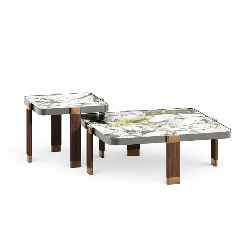 

Light luxury and modern, high-end coffee table combination, Chinese creative square, living room furniture for home use
