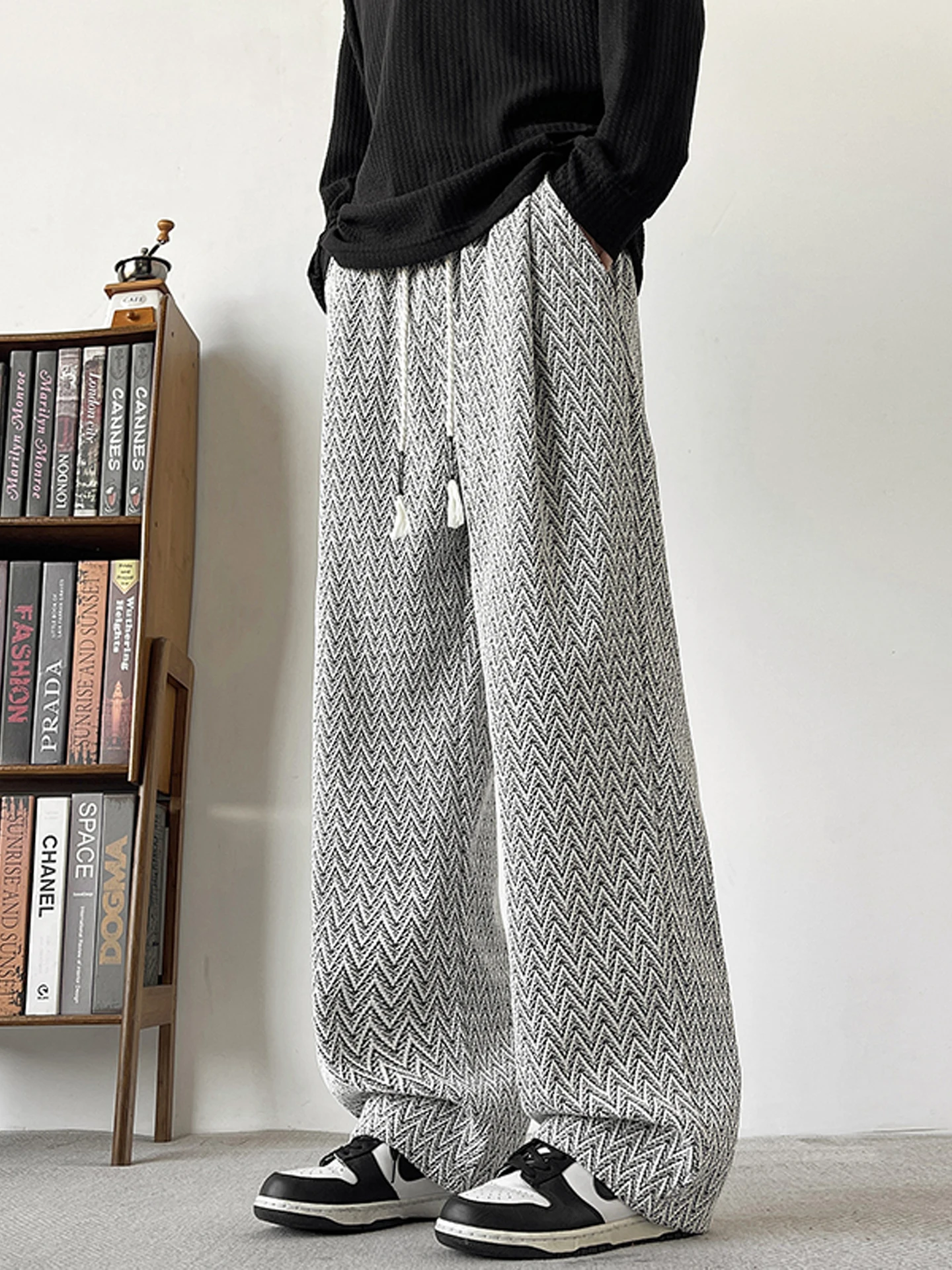 

Повседневные широкие брюки в полоску для мужчин, свободного кроя, прямые, весенне-летние, новые, удобные, с эластичной талией, для повседневной носки