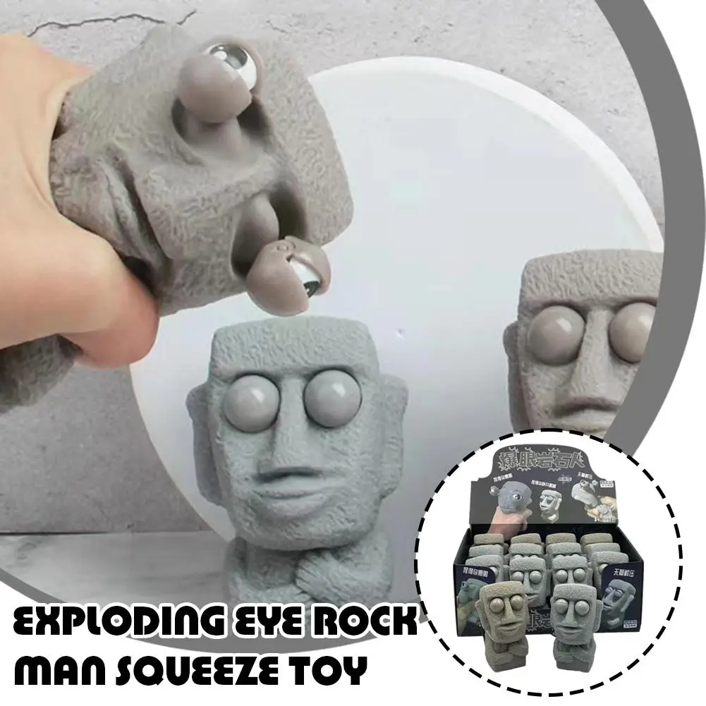 Stone Man Releases Stress Toy Slowly Rebounds Soft Stress Children's Eyes Gift Squeeze Interested Moai Statue Relaxes Expre P2f1