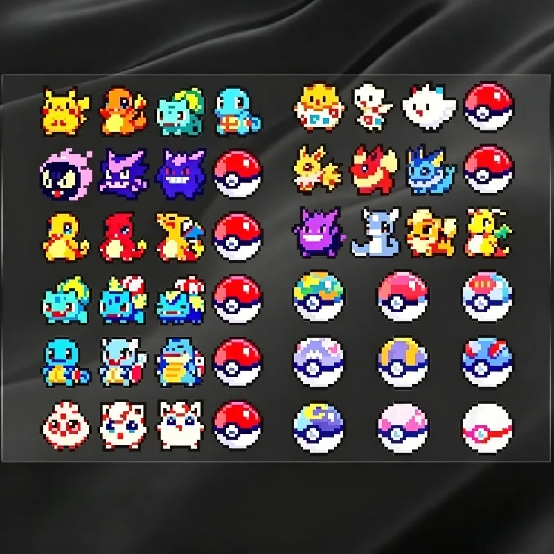 Retro Pixel Pokemon Car Sticker Classic Pocket Monster Pokeball Waterproof DIY Toys Decor Stickers for Vehicle Window Notebook