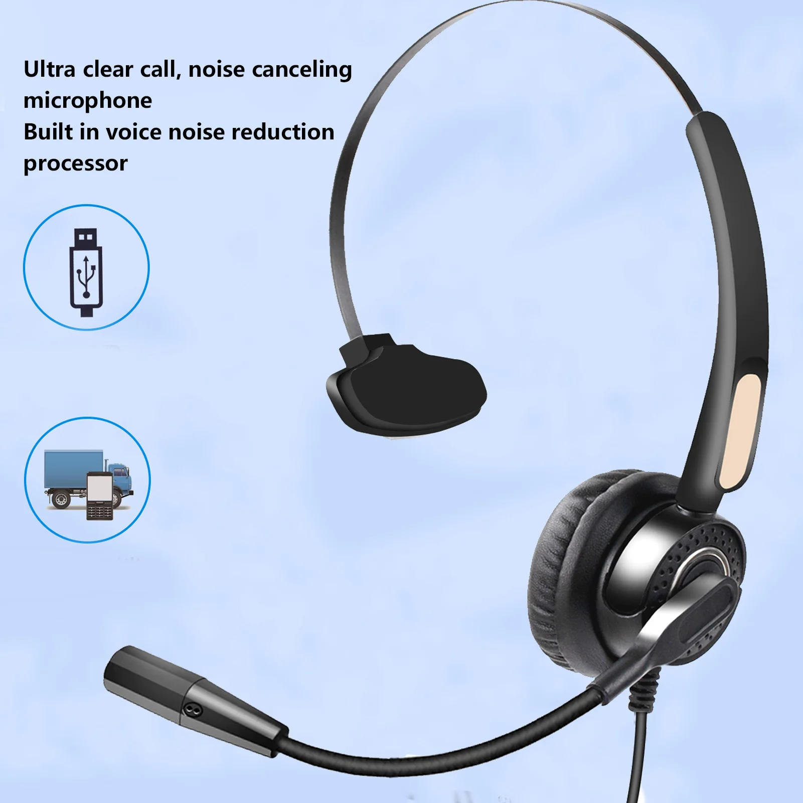 Call Center Headset Call Center Headset USB Adjustable Wired Service Headphone with Noise Cancelling Microphone for Office