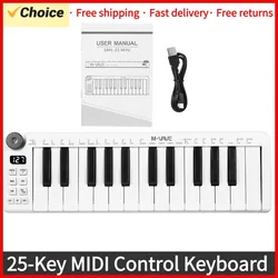 M-VAVE SMK-25mini MIDI Keyboard Rechargeable 25-Key MIDI Control Keyboard instrument Mini Portable USB Keyboard MIDI Controller