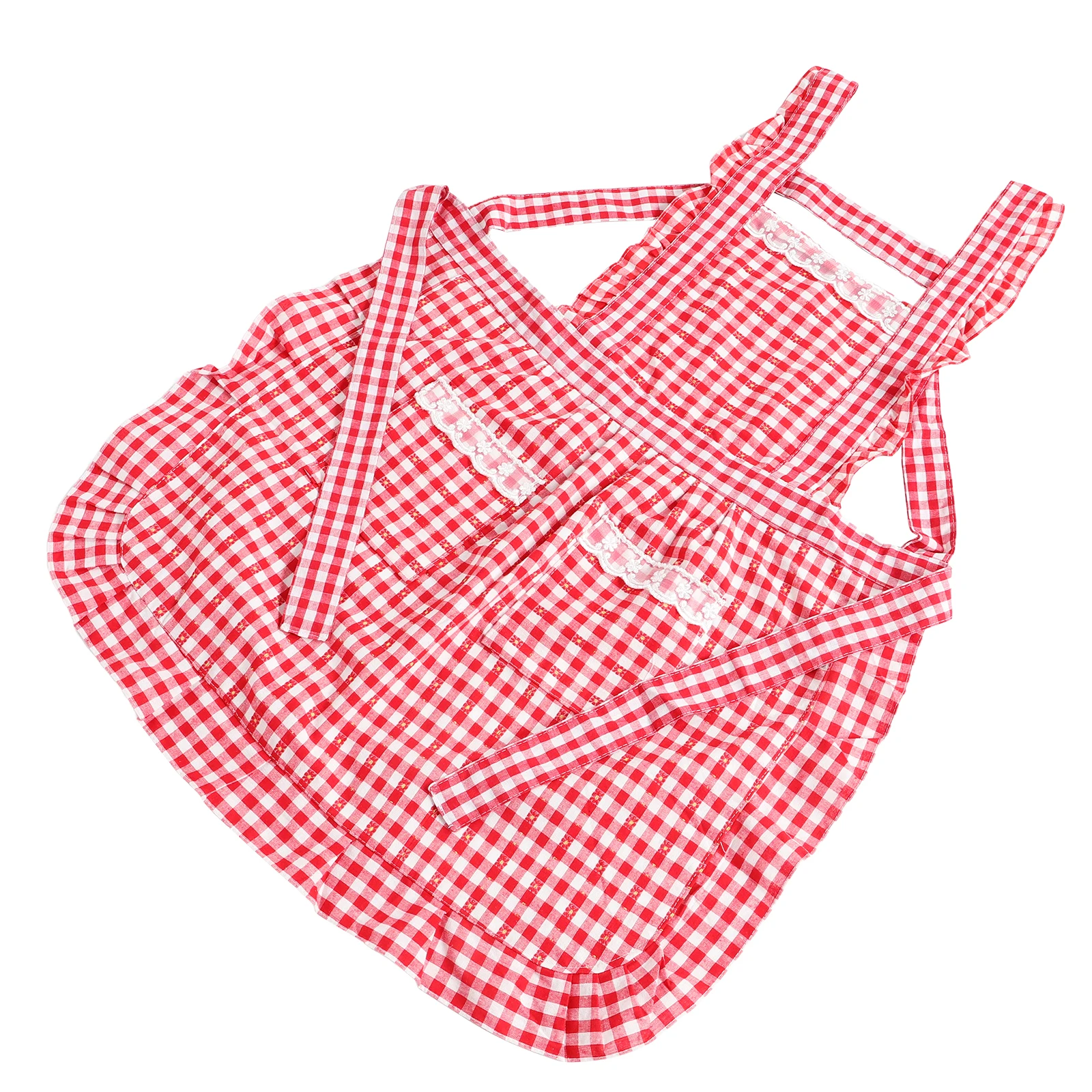 

Cute Princess Apron Kitchen Cooking Waterproof Polyester Cotton Bright Color Workmanship Pockets Home Restaurant Cafe