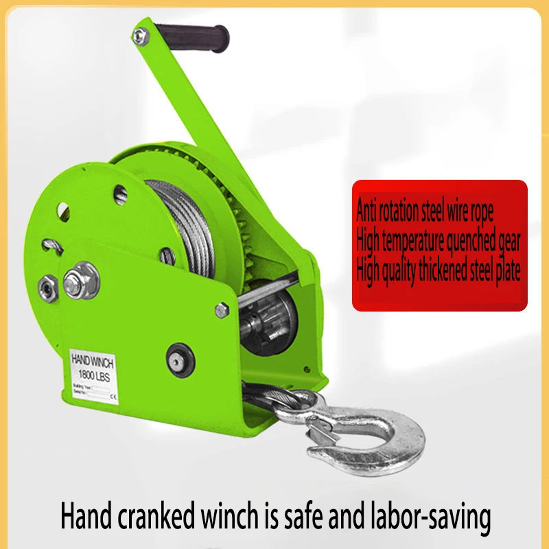 Manual Winch Bidirectional Self-locking Hand-operated Winch Traction Hoist Small Winch Lifting Crane Household Crane