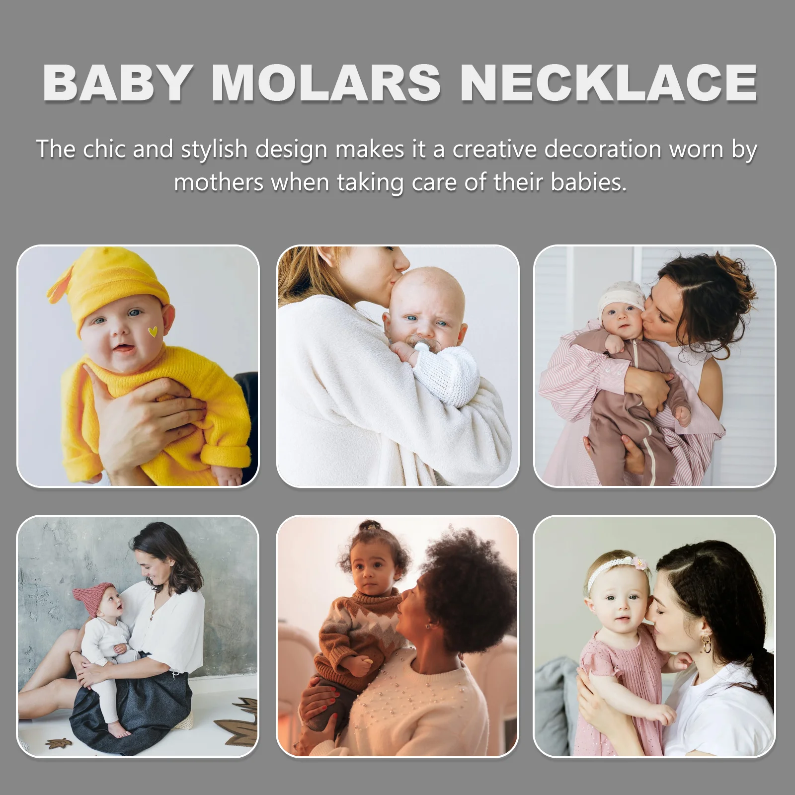 

Baby Teething Necklace Silicone Food Grade Nontoxic Colorful Teether Necklace for Mom Safe Chewing Baby Teething Beads