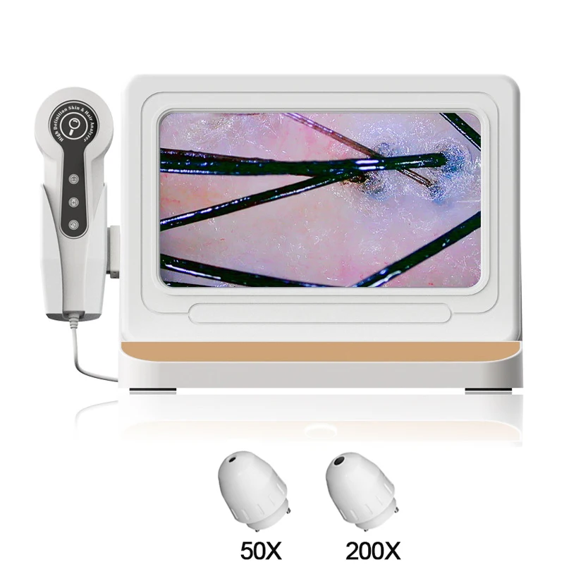 10 بوصة LCD كاشف فروة الرأس مجهر محلل بشرة الشعر الرقمي لاختبار بصيلات الشعر ومكبر تحليل الجلد 50/200X