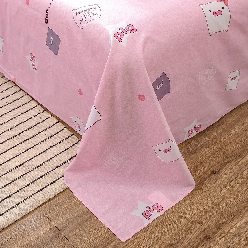 Parure de lit 100% coton avec 2 taies d'oreiller, drap plat, dessin animé, over, reine jumelle, garçon, fille, adolescent, décor de chambre, rose, Kawaii