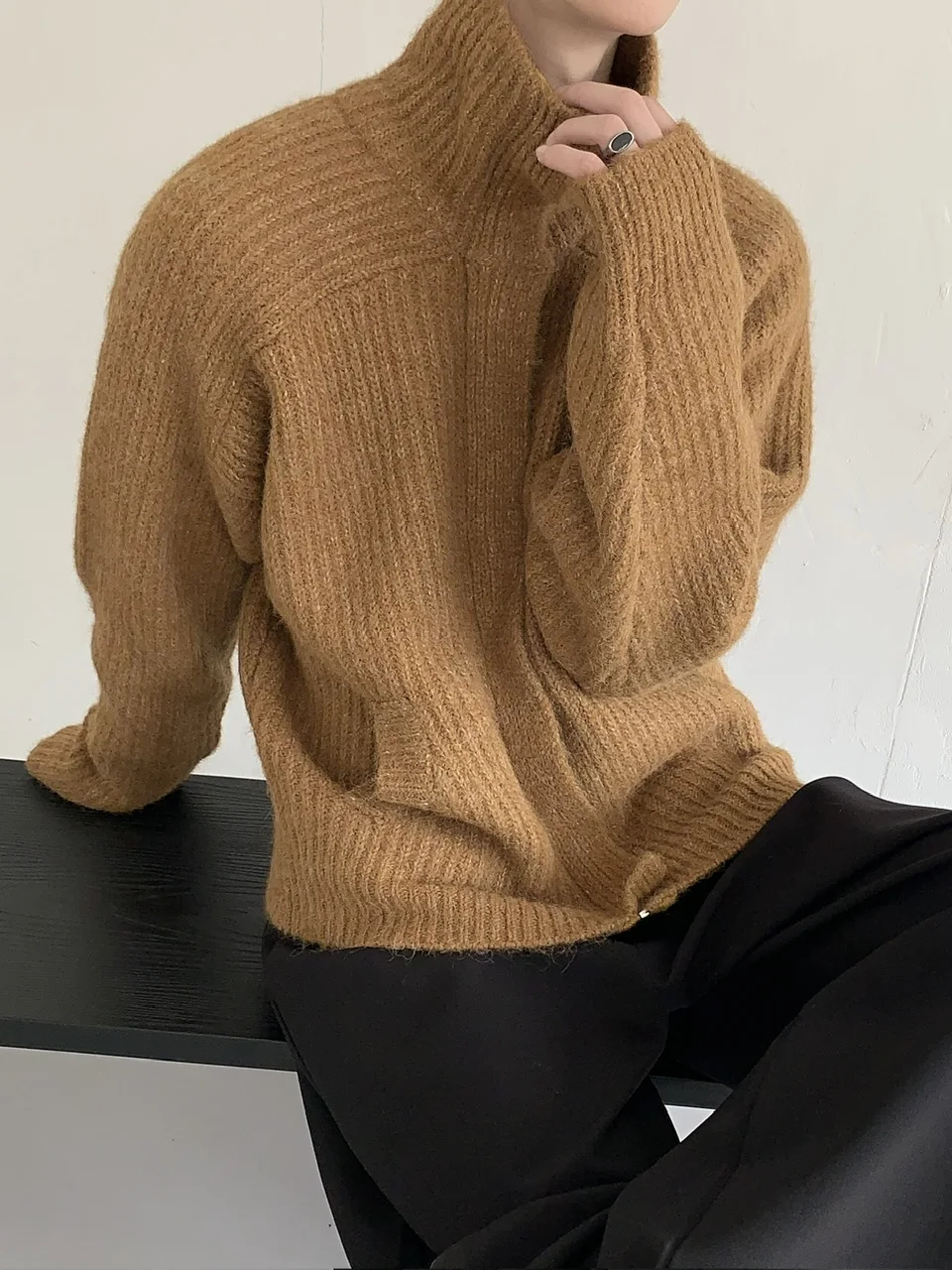 Men's 2025 Winter New Thickened Stand Collar Zipper Cardigan Sweaters Men's High-end Knitted Sweater Fashion Solid Color Jackets