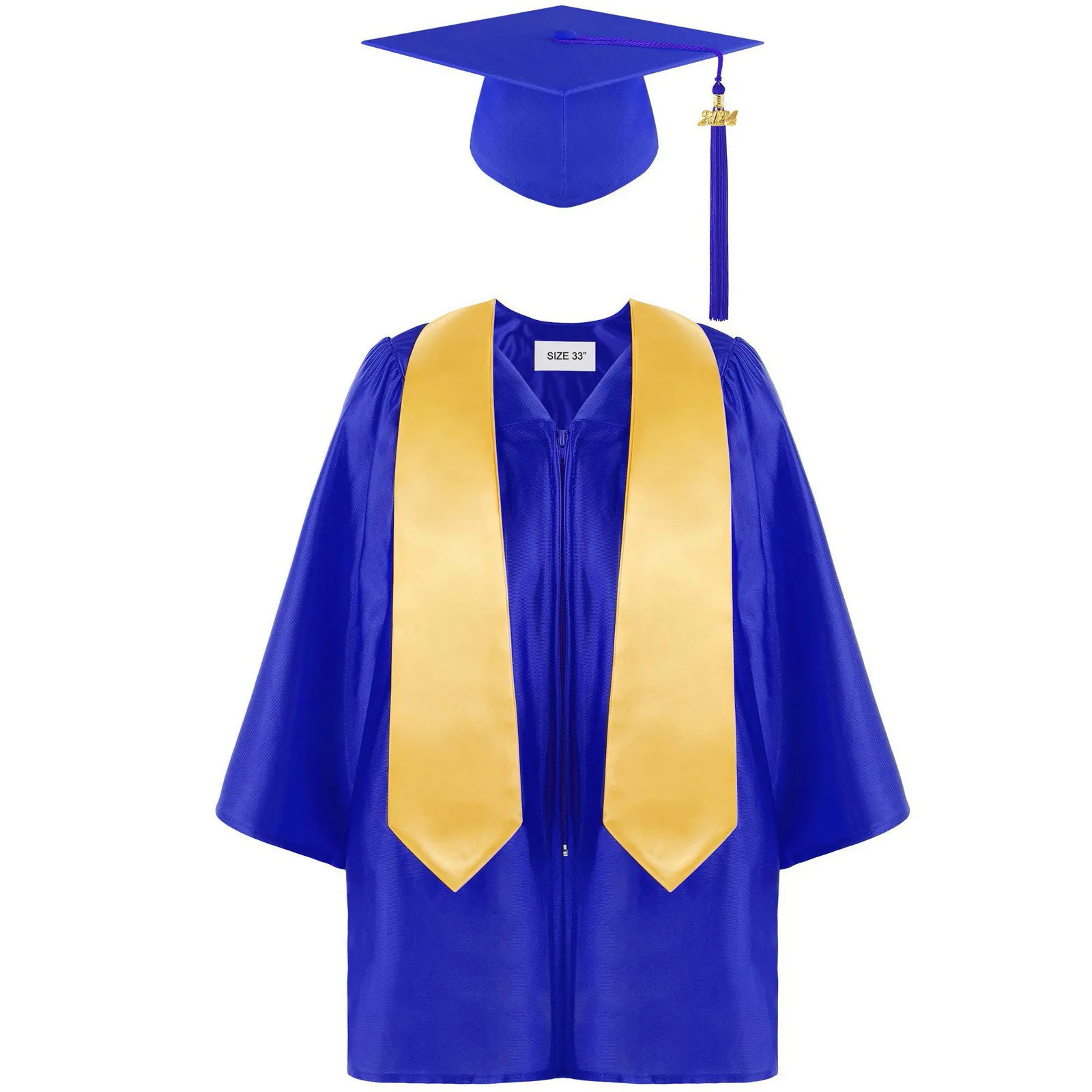 2024 Preschool Graduation Cap Gown Graduation Robes Gown Cap Tassel Set Comfortable Unisex Congrats Grad Outfit for Kindergarten