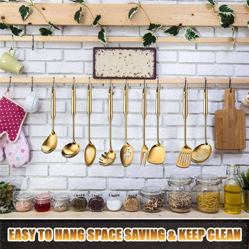 

A03F-9-Pc Набор инструментов для кухонной утвари из нержавеющей стали 304, лопатка, твердая ложка, прорезная ложка, вилка, ковш, скиммер в комплекте