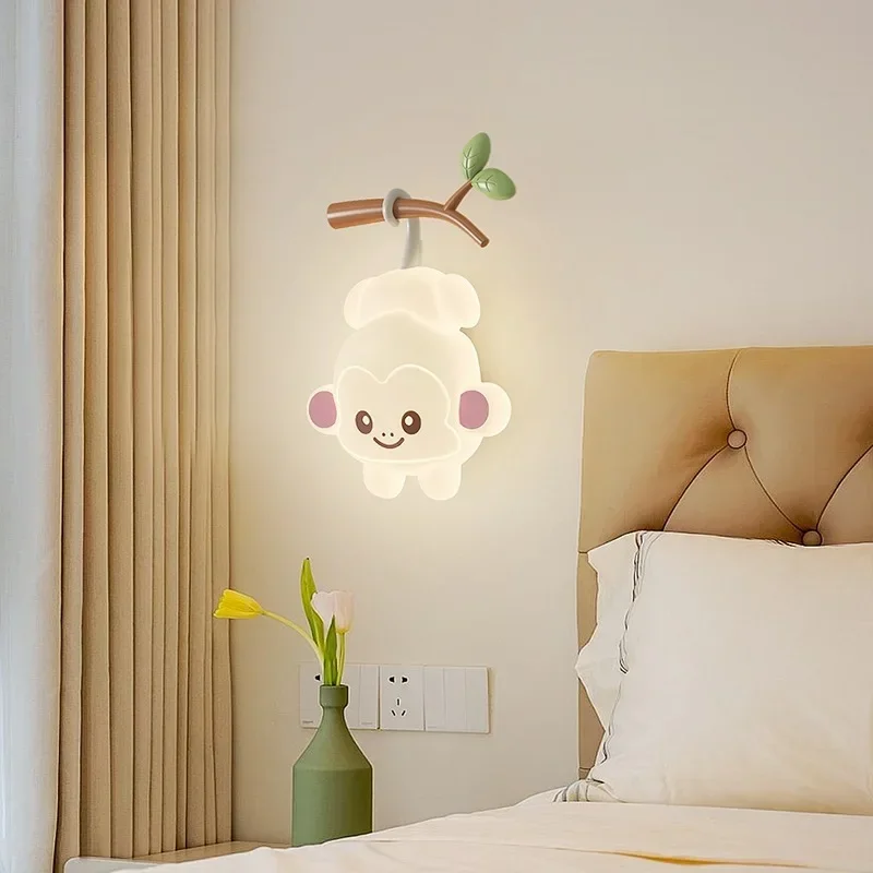 Creative Child Wall Lamp for Children's Room Monkey Bear Sconce Tree Branch Nursery School Playground Wall Light Corridor Aisle