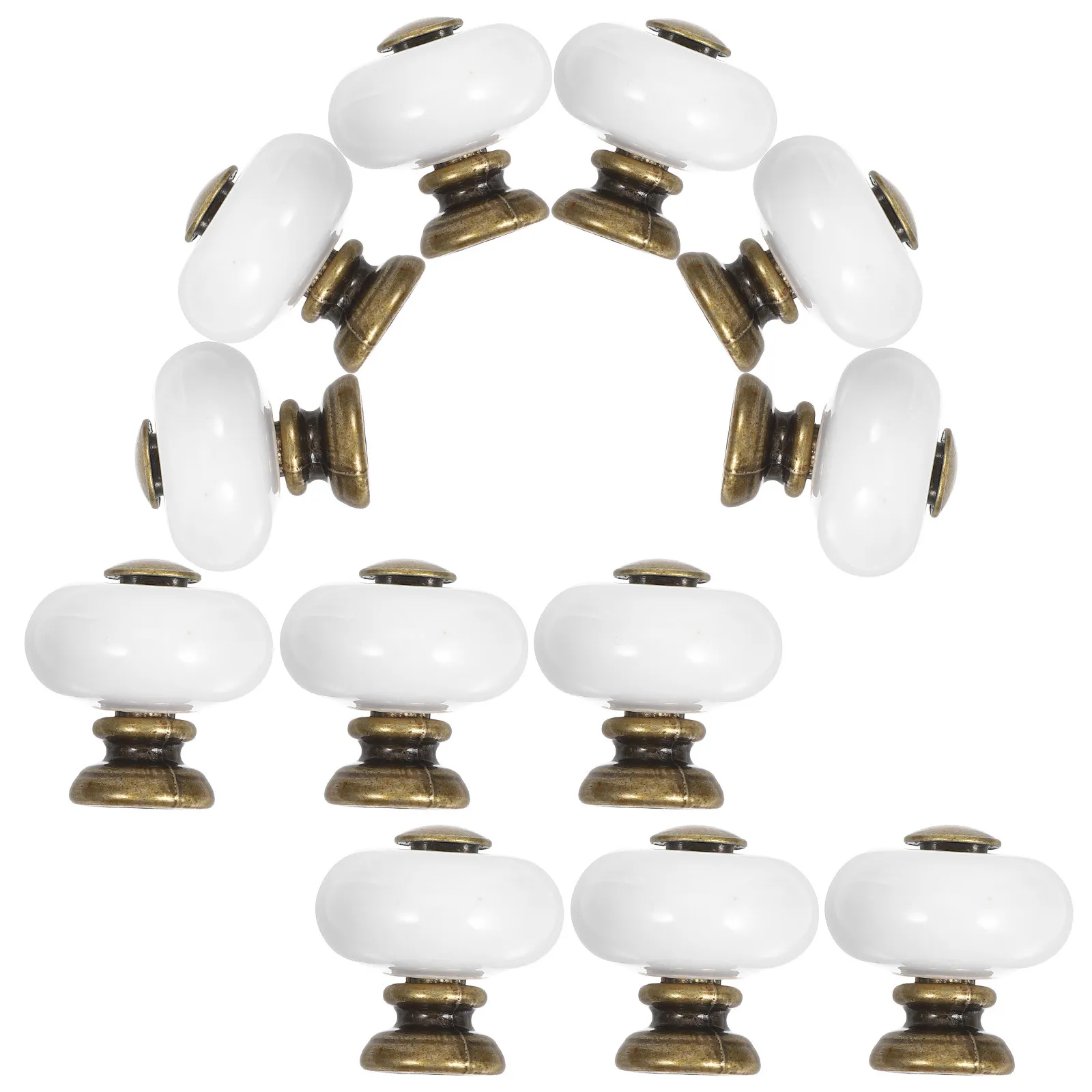 

12Pcs Round Ceramic Furniture Knobs Vintage Bronze Decorative Cabinet Handles for Dresser Drawers Wardrobe Doors Kitchen