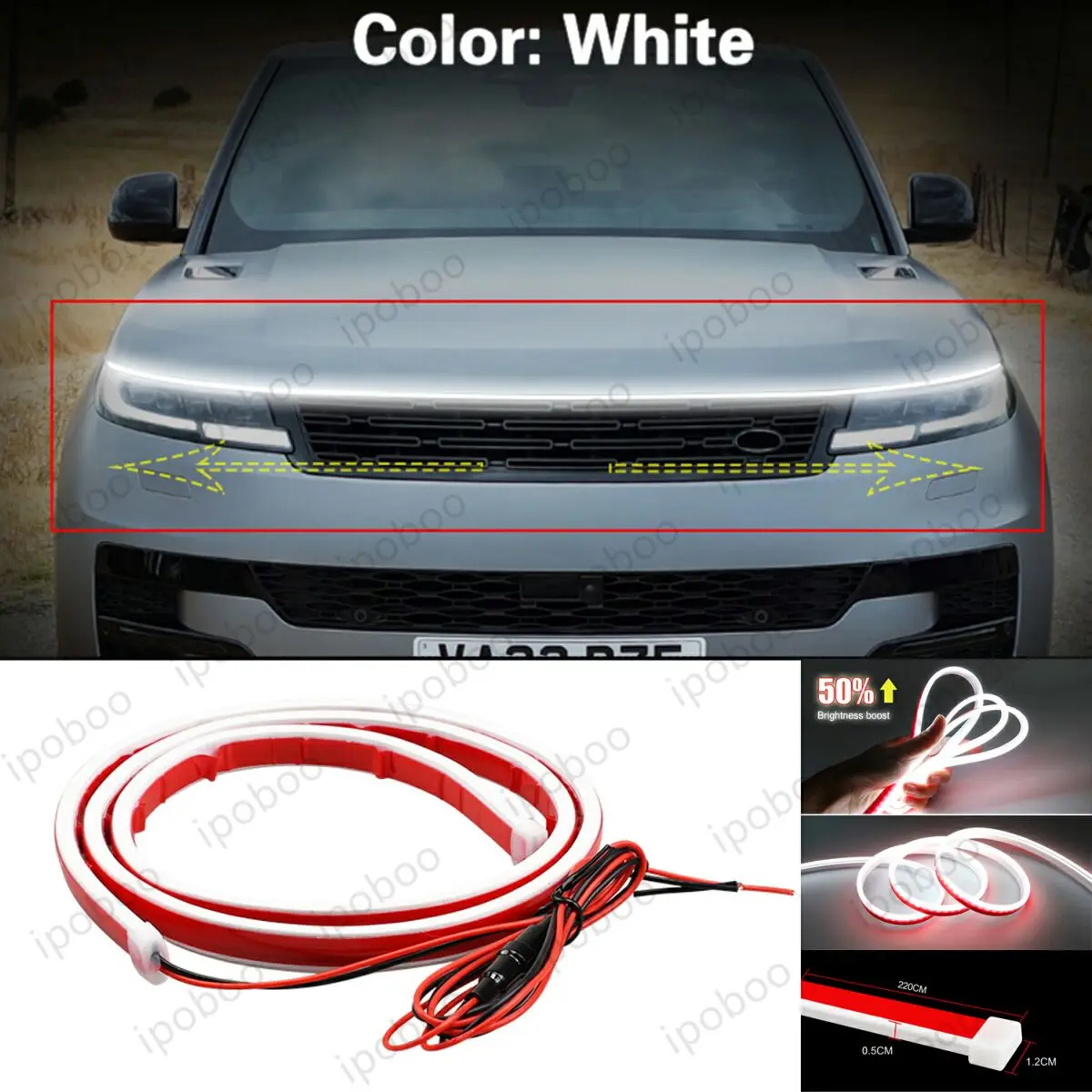 

86" LED Hood Light Strip For LR Range RoverSport 2023+ Flexible Dynamic Scan Start Up Hoodbeam Kit Engine Cover Decoration Light