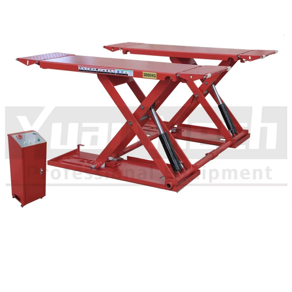 

YuanMech L7100 Customized Voltage Portable Automotive Low Midrise Low Profile 1100mm 3 Ton Scissor Car Lift