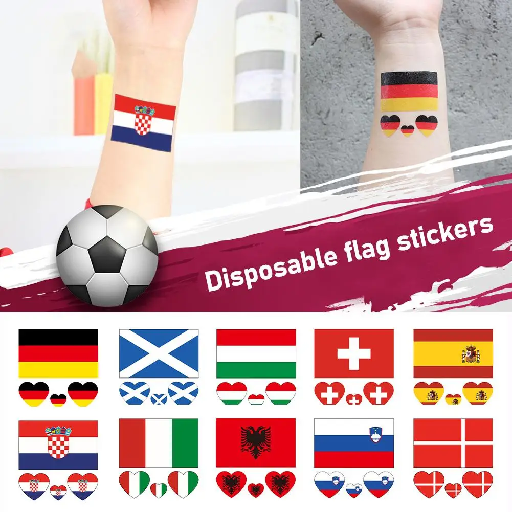 1pc Temporary Tattoos National Flag Face Stickers Waterproof Arm Football Gift Stickers Fan Germany L5V4