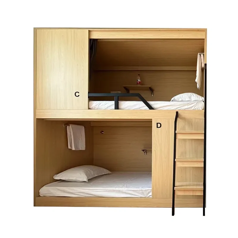 Space Capsule Bunk Bed for Hostel Dormitory Hotel Compact Sleeping Pod with Privacy Curtain Noise Reduction Easy Assembly