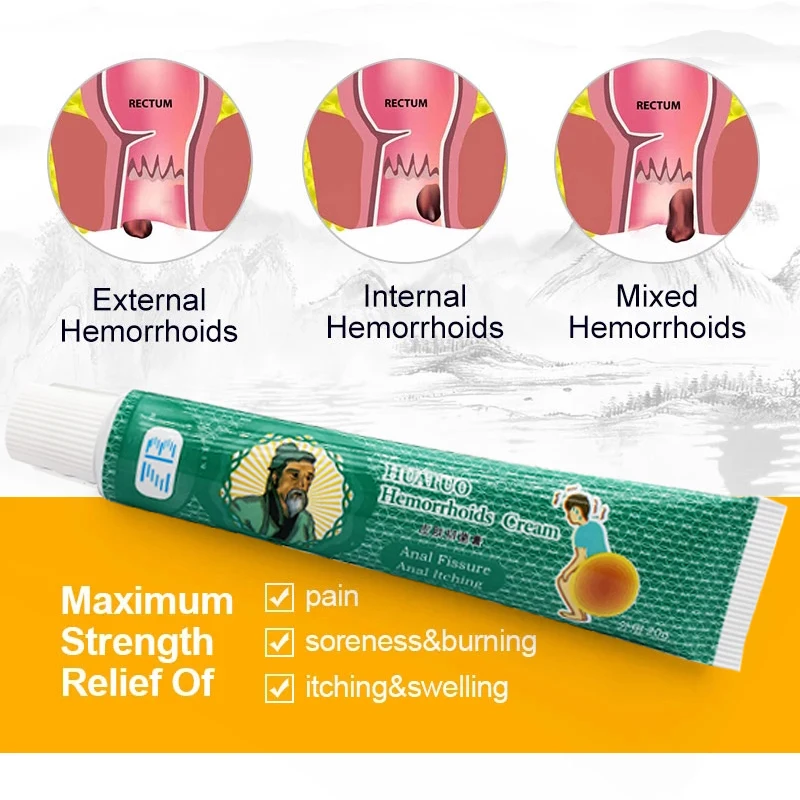 Hua Tuo Hemorrhoid Cream Hemorrhoids Treatment Ointment Piles Elimination Creams Pain Anal Bleeding Musk Herbal Health Care