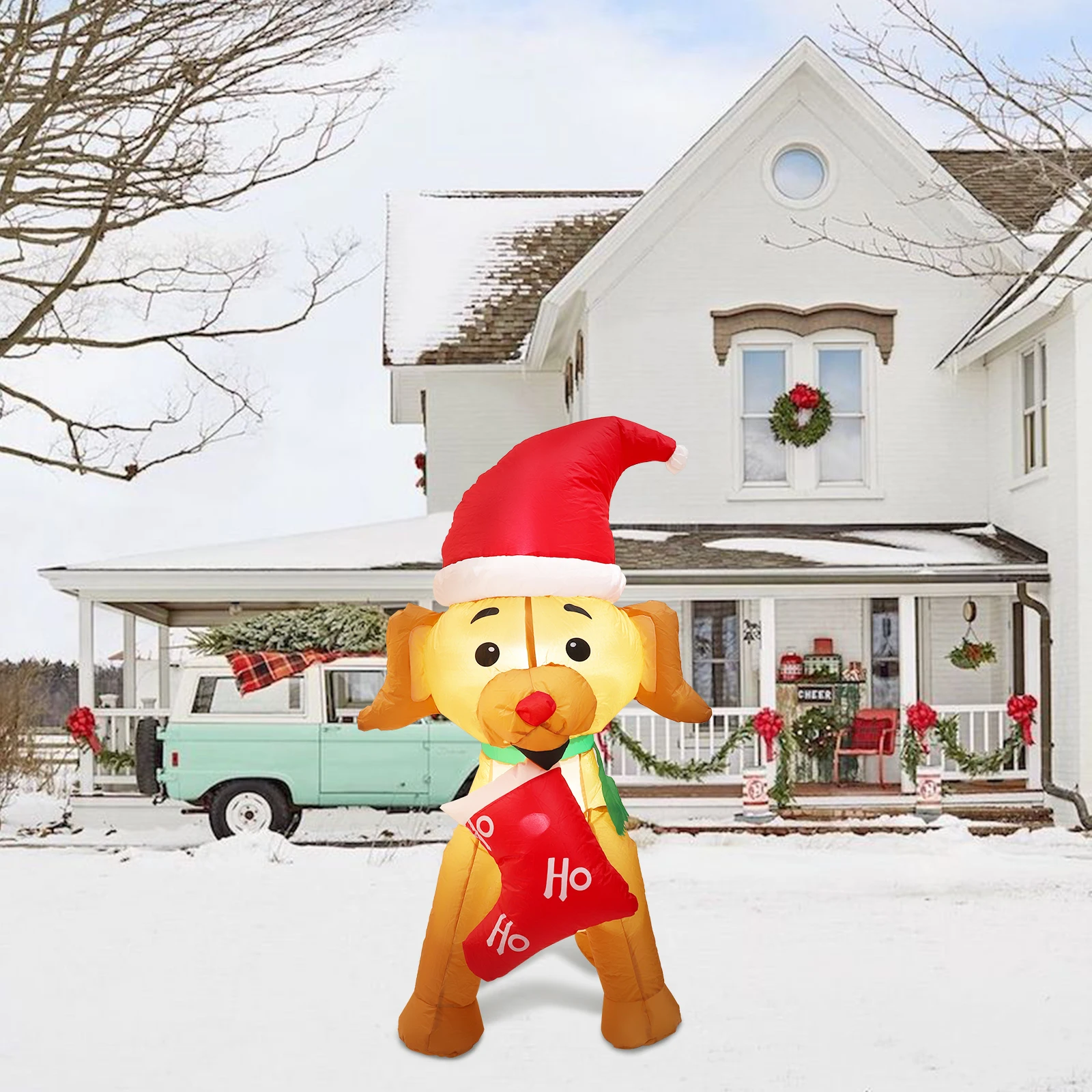 

1Pcs Inflatable Xmas Dog Christmas Ornament Decor Party Supplies Outdoor Yard Inflatable Christmas Dog Decor for Holiday Scene