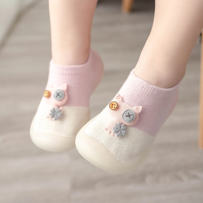 Babysokjes Schoenen voor Lente Herfst Leuke Kat Stijl Katoenen Vloerschoenen Zachte Botton Antislip Eerste Wandelaars 0-3 jaar