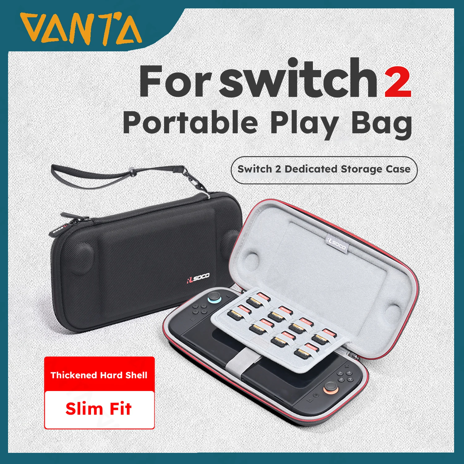

RLSOCO For Nintendo Switch 2 Game Controller Portable Carrying Case With Card Storage Waterproof Anti-Fall Protective Accessorie