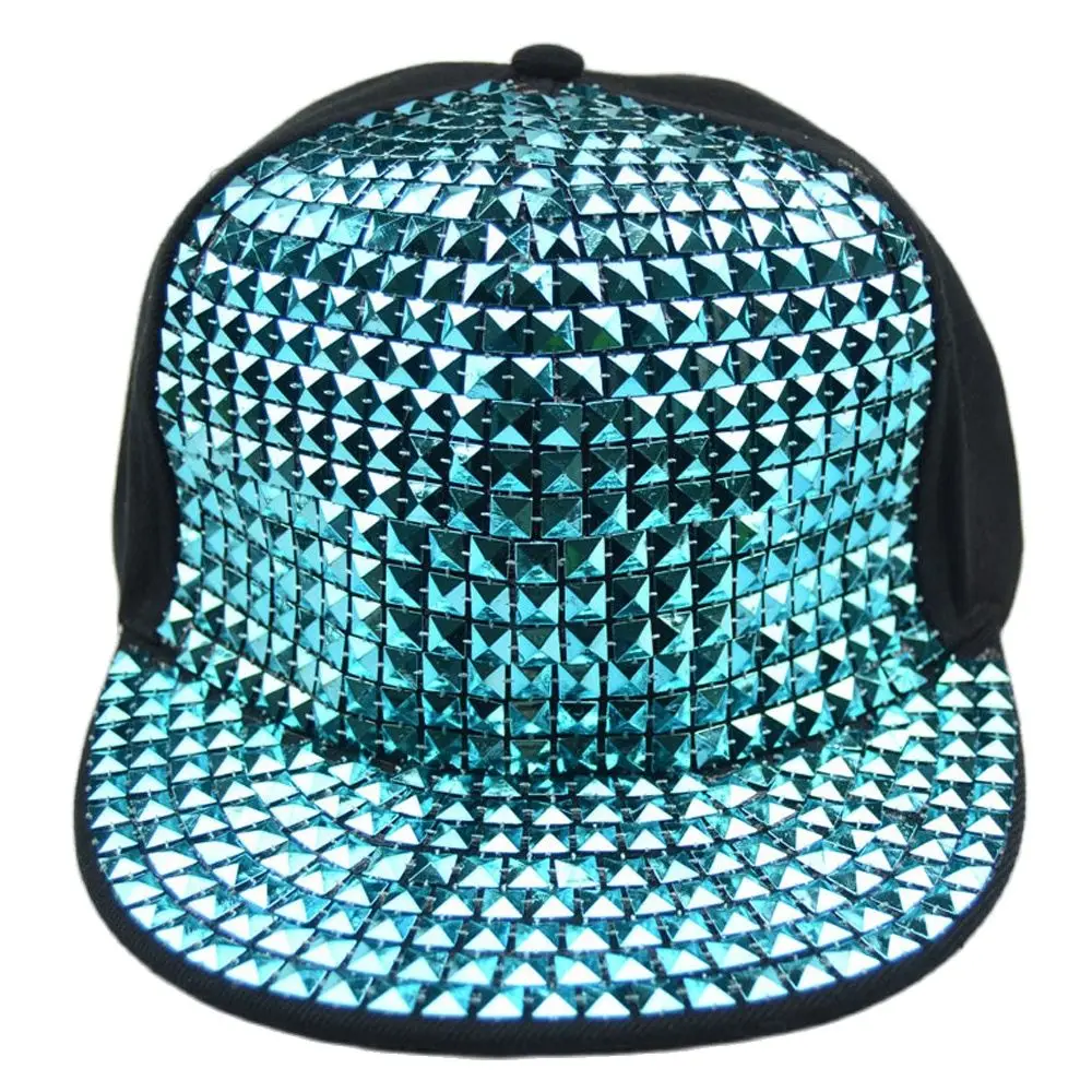 Adjustable Straps Sequins Snapback Hats Bling Flat Bill Baseball Cap Punk Rock Hip Hop Fashion Style Streetwear