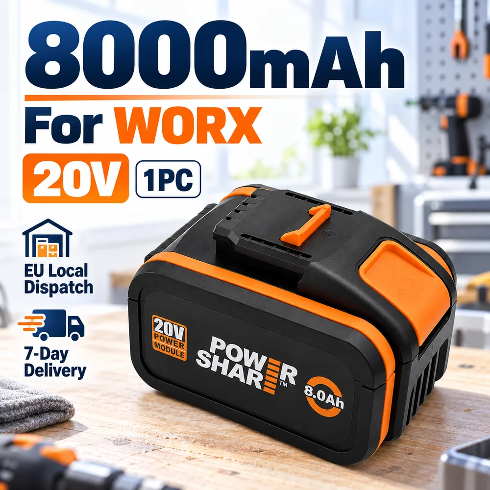 Image of 20V 8000mAh Ersatzakku für WORX WX390 mit WA3014 WA3516 WA3549.1 WA3550 WA3551 WA3553 WA3560 WA3561 WA3570 WA3641, 1/2/3/4er-Pack oder Ladegerät-Optionen