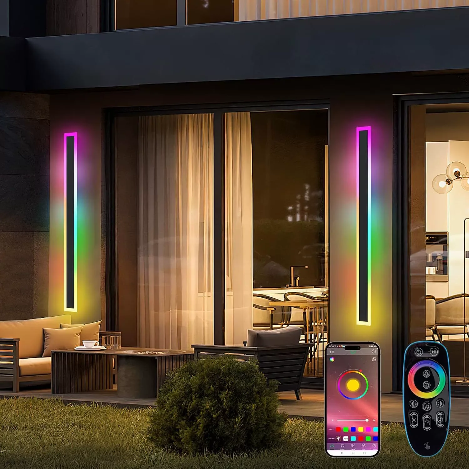 RGB Colorful Bluetooth APP LED Wall Lamp Indoor Light Bedroom Bedside Long Strip Wall Sconces Living Room Home Light Fixture