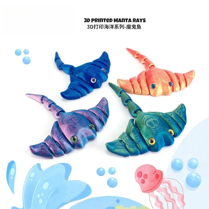 PLA Kreative 3D Gedruckt Meerestiere Spielzeug Nette Teufel Fisch Gelenke Bewegliches Modell Lustige kinder Spielzeug Desktop Dekoration Geschenke