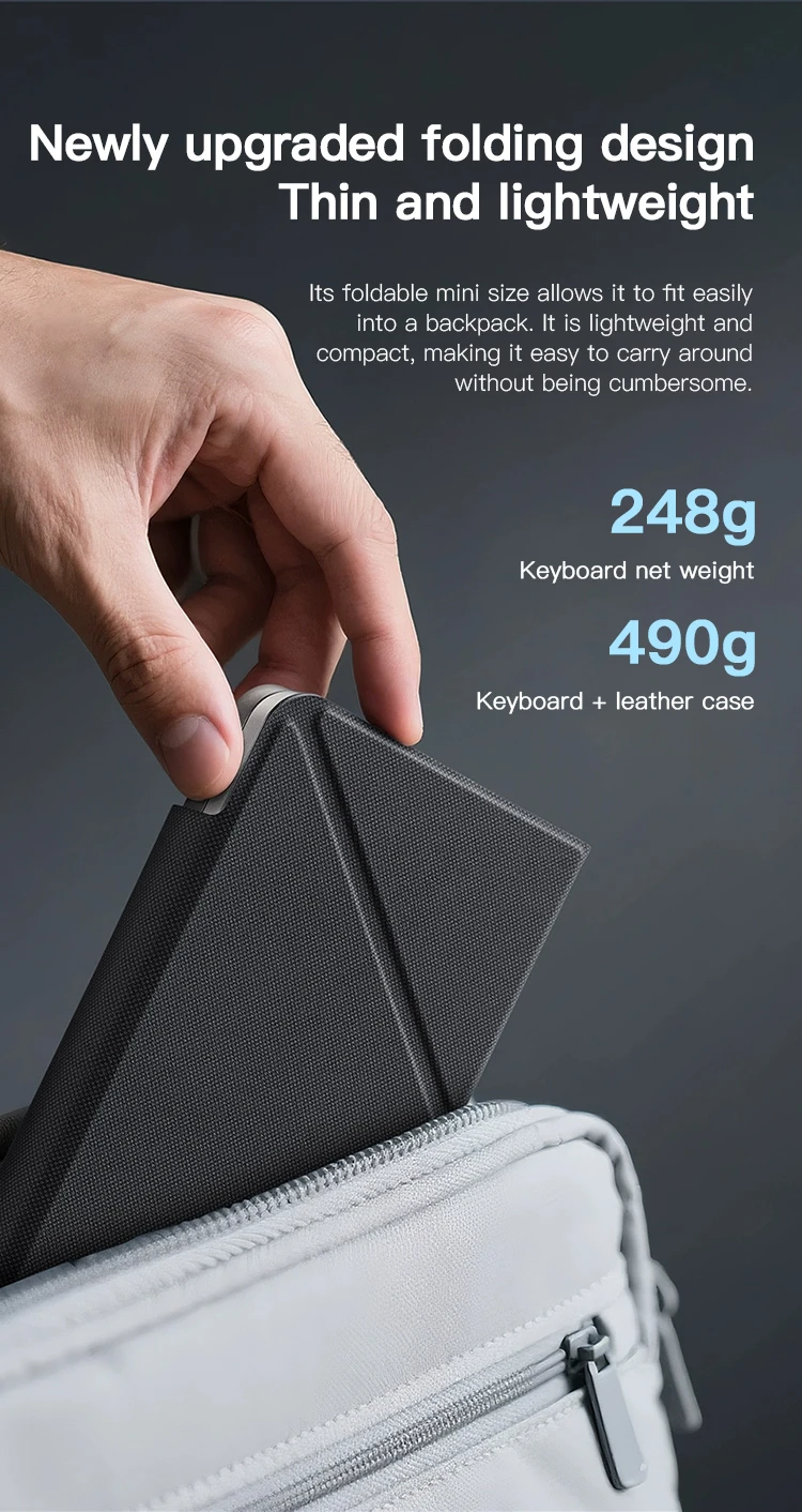 لوحة مفاتيح BTSlim قابلة للطي بلوتوث 5.0 مع لوحة لمس وحامل هاتف للهواتف والأجهزة اللوحية والكمبيوتر الشخصي iOS وأندرويد ونظام التشغيل Windows Mac