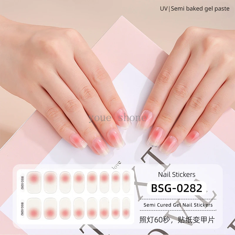 16Tips Semi-Geharde Gel Nagel Patch Zelfklevende Sliders Langdurige Volledige Dekking Nagel Stcikers Uv Lamp Nodig Nail Art Decoraties