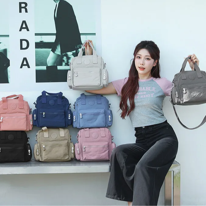 

New Women's Shoulder Bag Versatile Multi Pocket Lightweight Large Capacity Casual Nylon Water Resistant Handheld Crossbody Bag