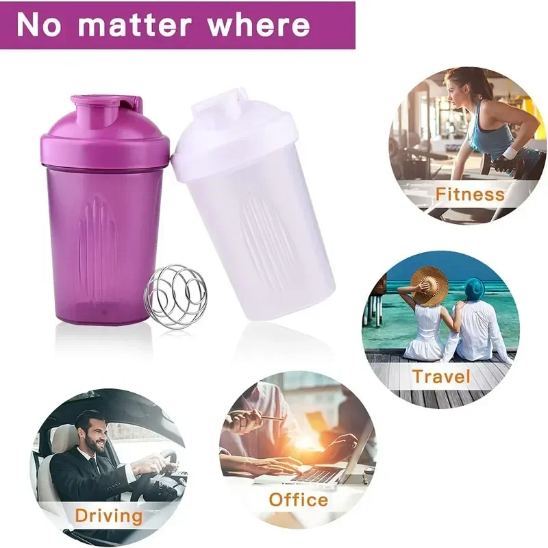 400ml Shaker Cup, Leak-proof Protein Powder Milkshake Mixing Cup with Mixing Ball, BPA-free Plastic, Suitable for Exercise