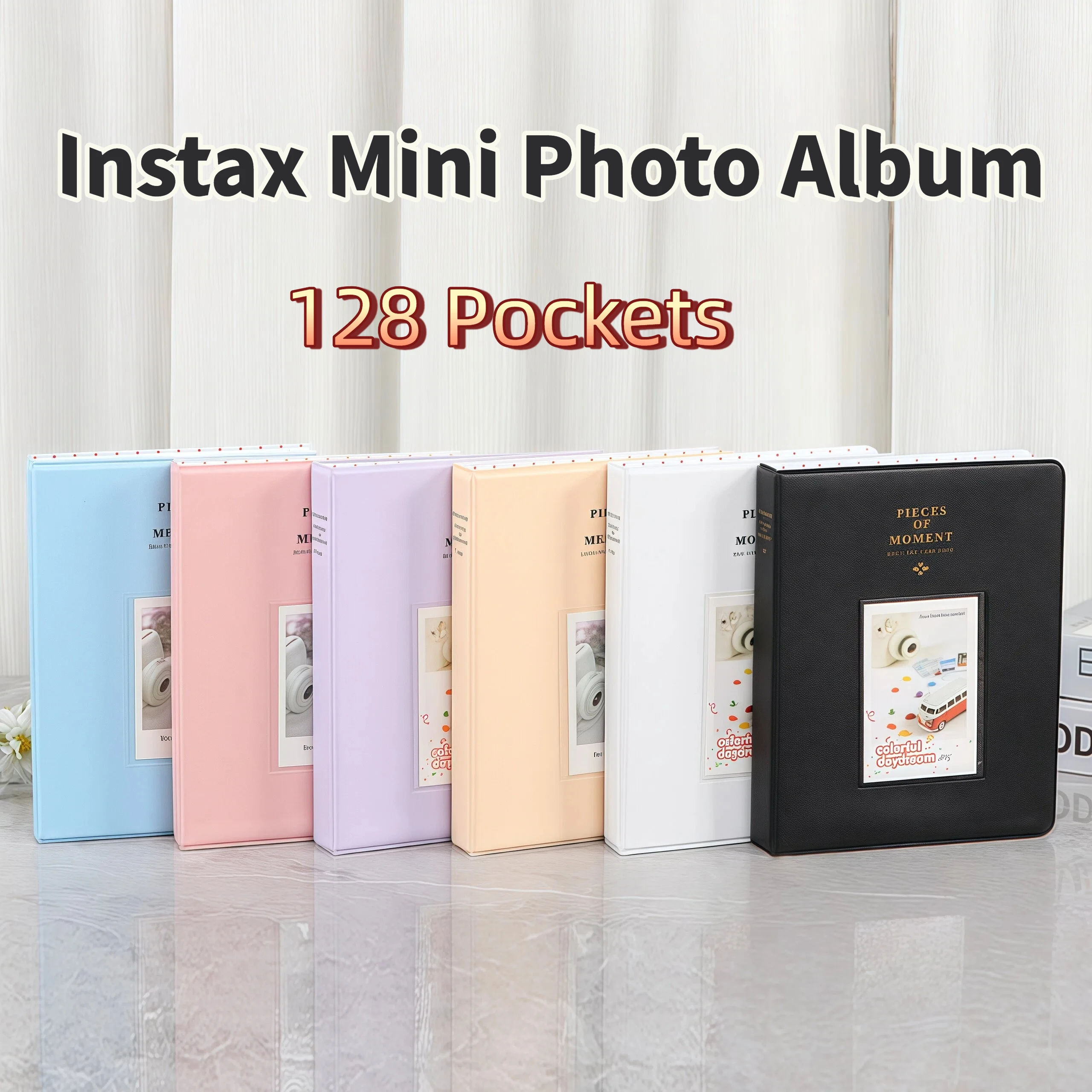 128 جيوب إنستاكس ألبوم صور صغير |   كتاب ذاكرة حامل بطاقة Kpop لمواد Fujifilm الفورية PVC PU مقاس 3 بوصات