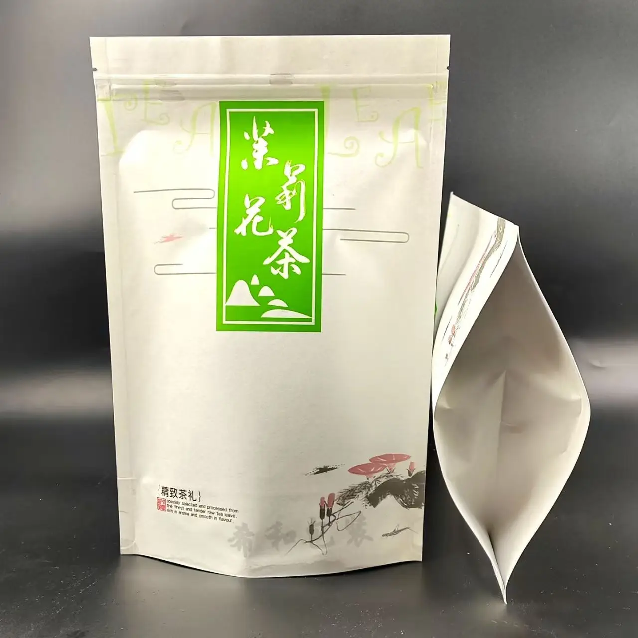 Cost-effective Classic Jasmine Flower Teabag Thick Aluminum Foil Bag Summer Jasmine Green Tea Bag S/M/L 250g Customizable Bag