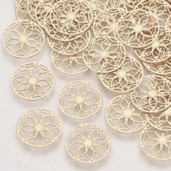 20pcs Flower of Life Charms Brass Links Connectors Etched Metal Embellishments For Bracelet DIY Jewelry Making Finding 13x0.3mm