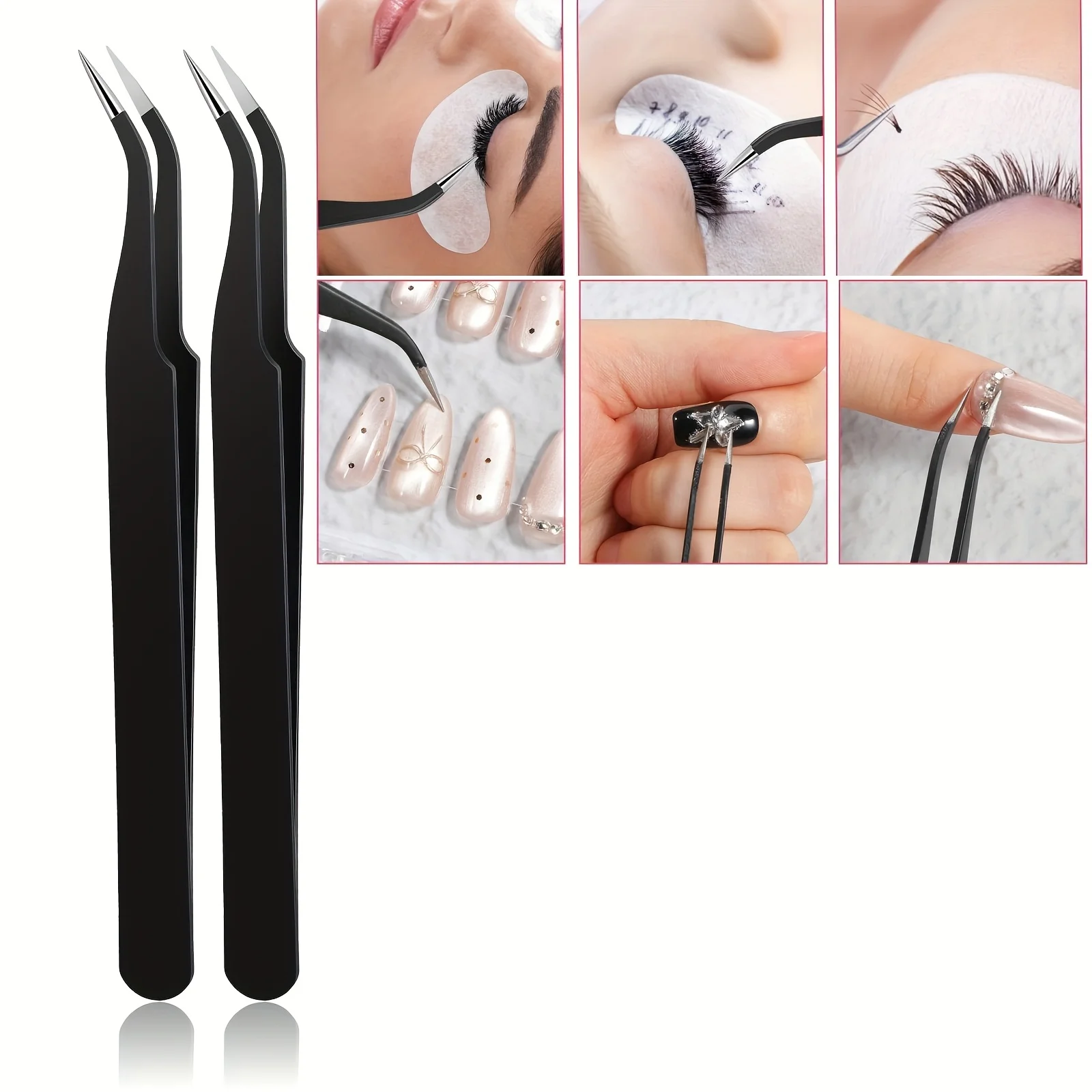 Pincettes artisanales à pointe incurvée, pincettes de précision en acier inoxydable, greffage de cils de précision, autocollants artisanaux, Extensions de cils an