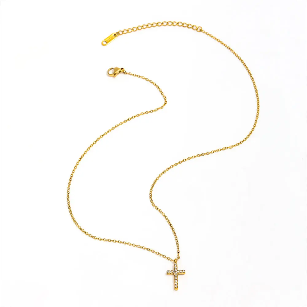 JOOLIM مجوهرات الراقية Pvd بالجملة مقاوم للماء تنوعا موضة الصليب زركونيا تمهيد قلادة قلادة من الفولاذ المقاوم للصدأ للنساء #6