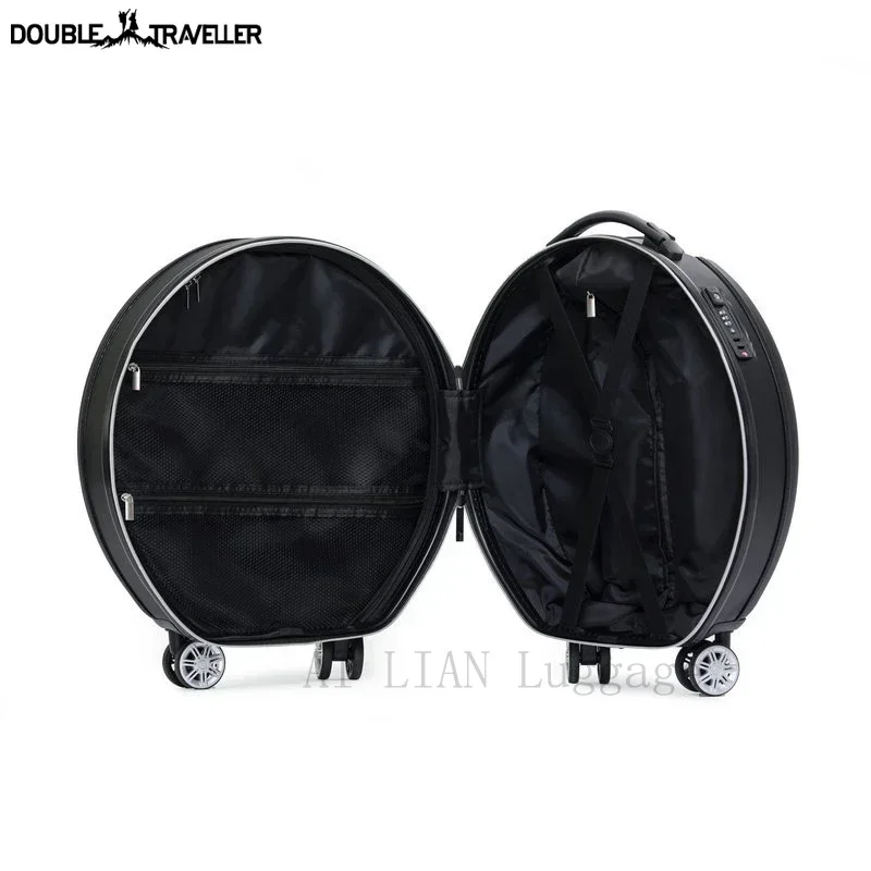 Travel suitcase on wheels,rounded trolley luggage,fashion luggage set,high quality trolley luggage case,Women rolling luggage