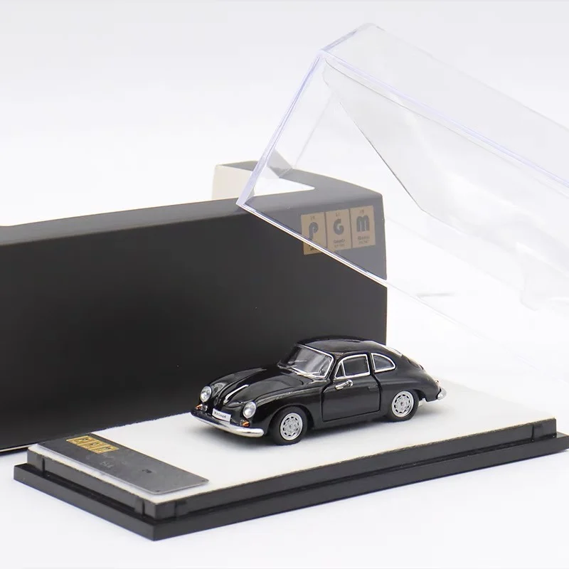 Edición limitada 1/64 Porsche 356 aleación negra modelo en miniatura fundido a presión completamente abierto, decoración para adultos, juguete para niños, regalo de cumpleaños para niños