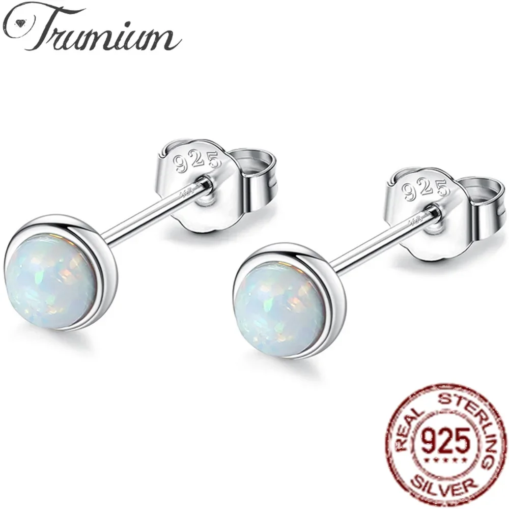 Trumium-pendientes de plata de ley 925 con ópalo de fuego para mujer, Piercing inusual de lujo, pendiente de boda, joyería fina