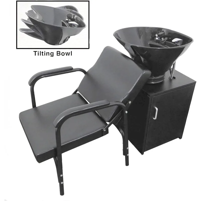 Floor Cabinet TILTING ABS Plastic Shampoo Black Bowl Salon Chair Lumbar Support TiltCabinet